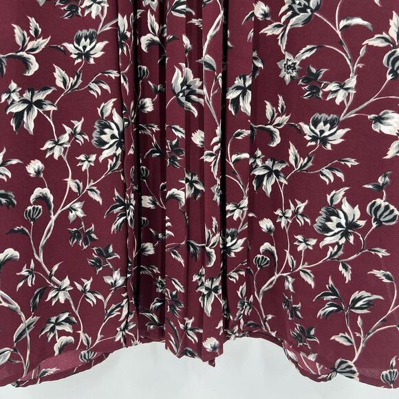 J. Jill Top Burgundy Floral‎ Long Sleeve Button Up Tunic Shirt Blouse Size Large - Picture 6 of 9